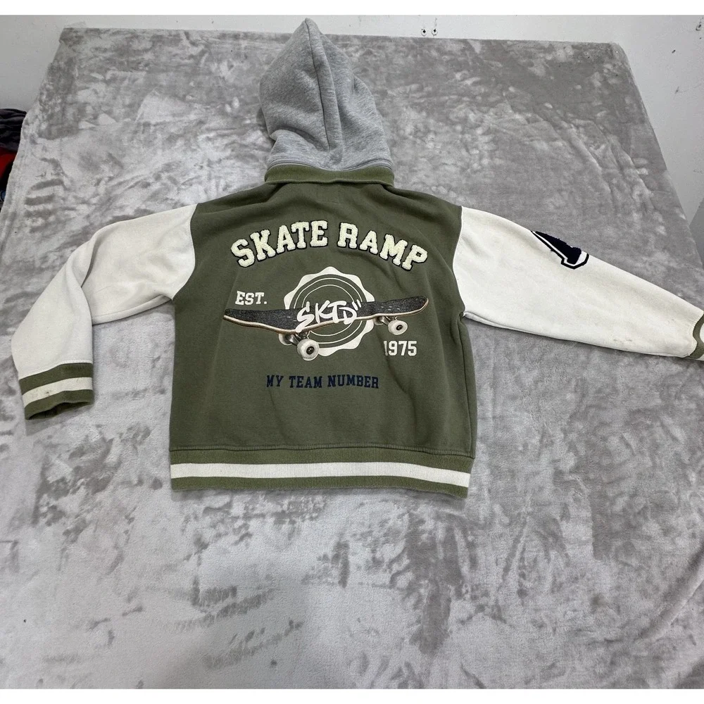 Zara Varsity Football‎ Bomber Letterman Snap Up Jacket Youth Boys Kids Size 9/10
